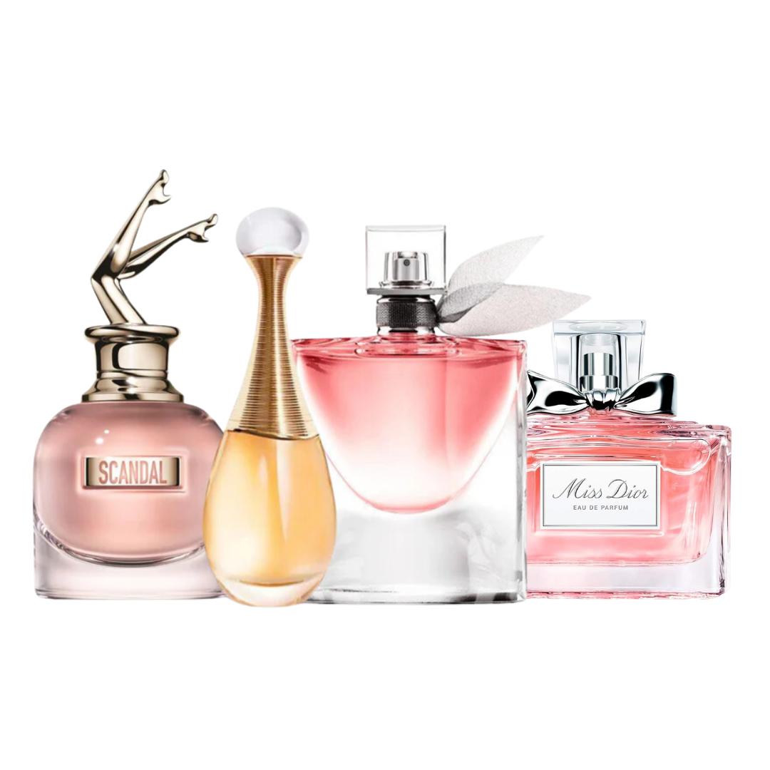 4 Parfums - Miss Dior, Jean Paul Gaultier SCANDAL, Dior J'ADORE et Lancôme LA VIE EST BELLE (ACHETEZ 1, OBTENEZ 4)