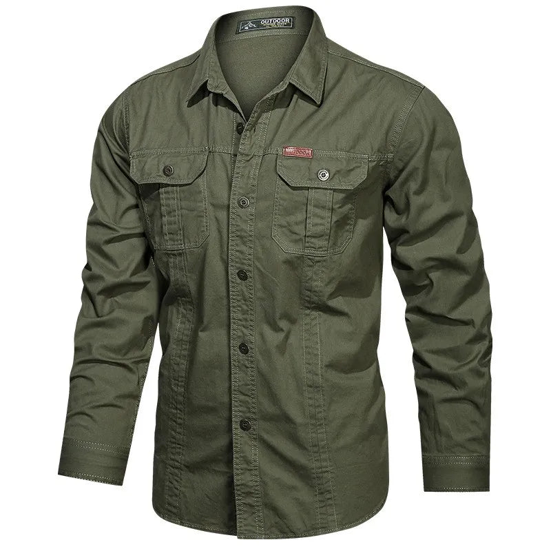 Chemise Casual Militaire en Coton